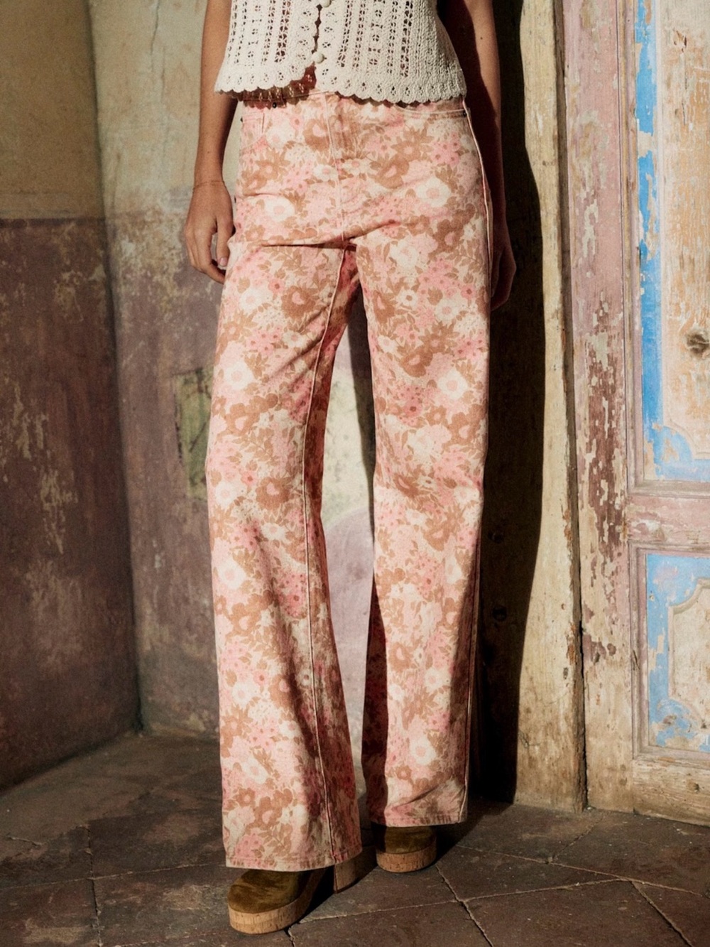 Sezane New 70's Trousers Gioia Print - Size 10
